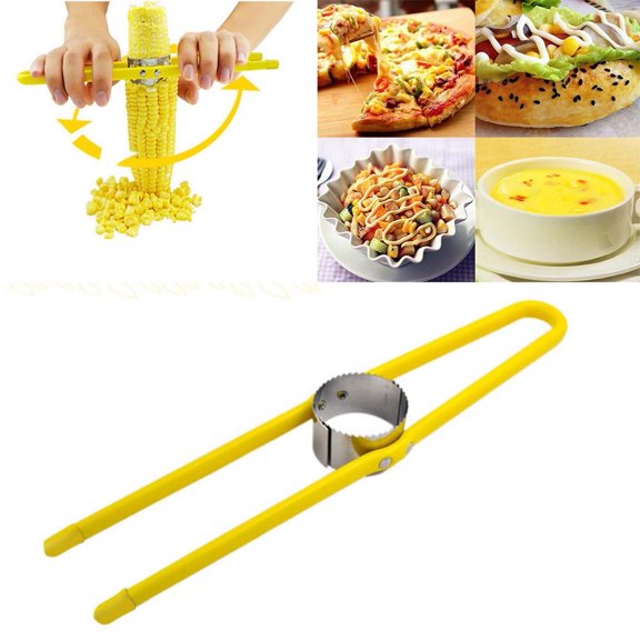 Household Stainless Steel Kitchen Cutter Remover Corn Peeler Stripper Thresher for Cooking Picnics BBQ Kitchen Essential Handheld Fast Efficient Corn Cob Remover Peeler Thresher Cutter Tool