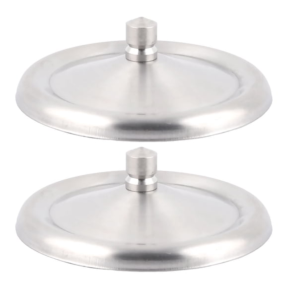 Household Stainless Steel Tea Cup Handgrip Lid Cover Silver Tone 8.5cm Dia 2pcs