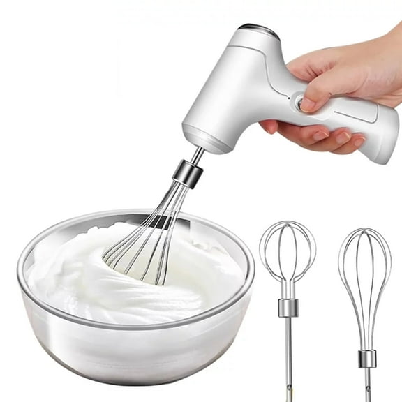 Household Standable Cordless Electric Hand Mixer,USB Rechargable Handheld Egg Beater with 2 Detachable Stir Whisks 3 Speed Modes for Whipping, Mixing Cookies, Brownie, Cakes, Dough Batters