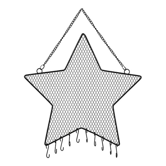 Household Star and Moon Jewelry Storage Rack,1Pc Earring Wall Holder Hanging Jewelry Storage Organizer Metal Grid Star and Moon Shape Jewelry Rack for Ladies and Girls