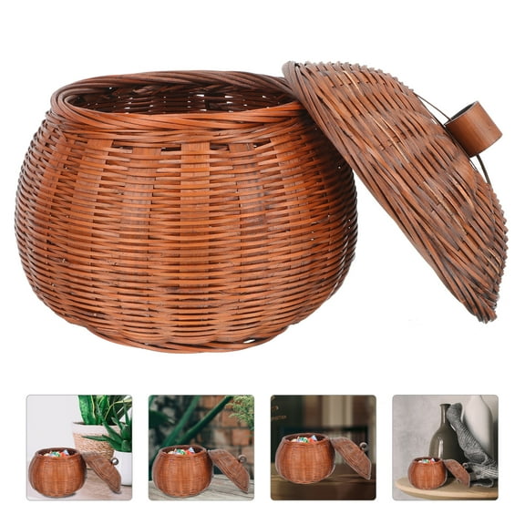 LEDMOMO Compact Chocolate Pumpkin Basket with Lid Easy to Clean and Use