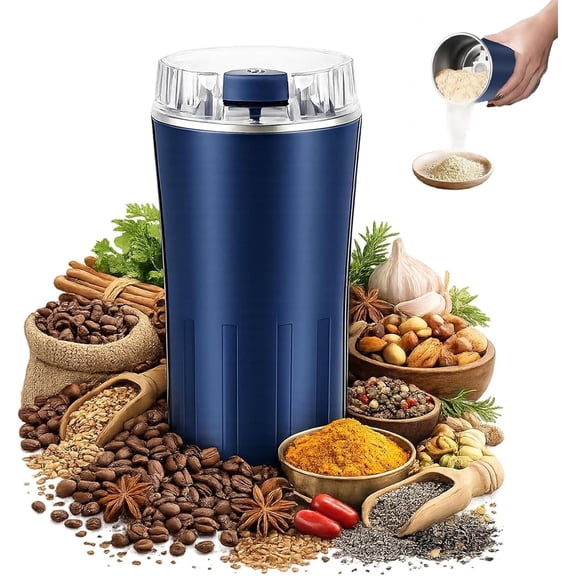 Household Superfine Grinder - 250ml Electric Coffee & Spice Grinder for Multi-Grain Blending & Powdering, One Touch Grinder Electric with Stainless Steel Blades for Beans, Herbs, Nuts, Grains