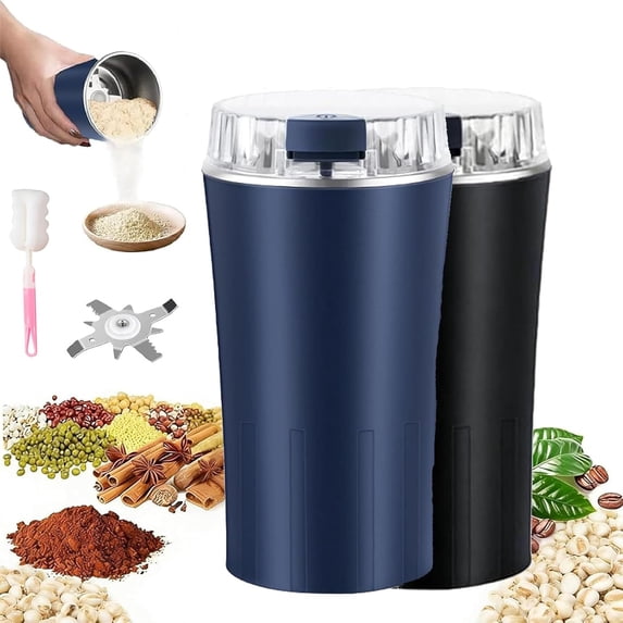 Household Superfine Grinder - Multi-Grain Blending & Powdering Machine, One-Touch Electric Grinderwith Stainless Steel Blade for Coffee Beans, Spices, Nuts, Herbs, and Grains (Mix,2Pcs)