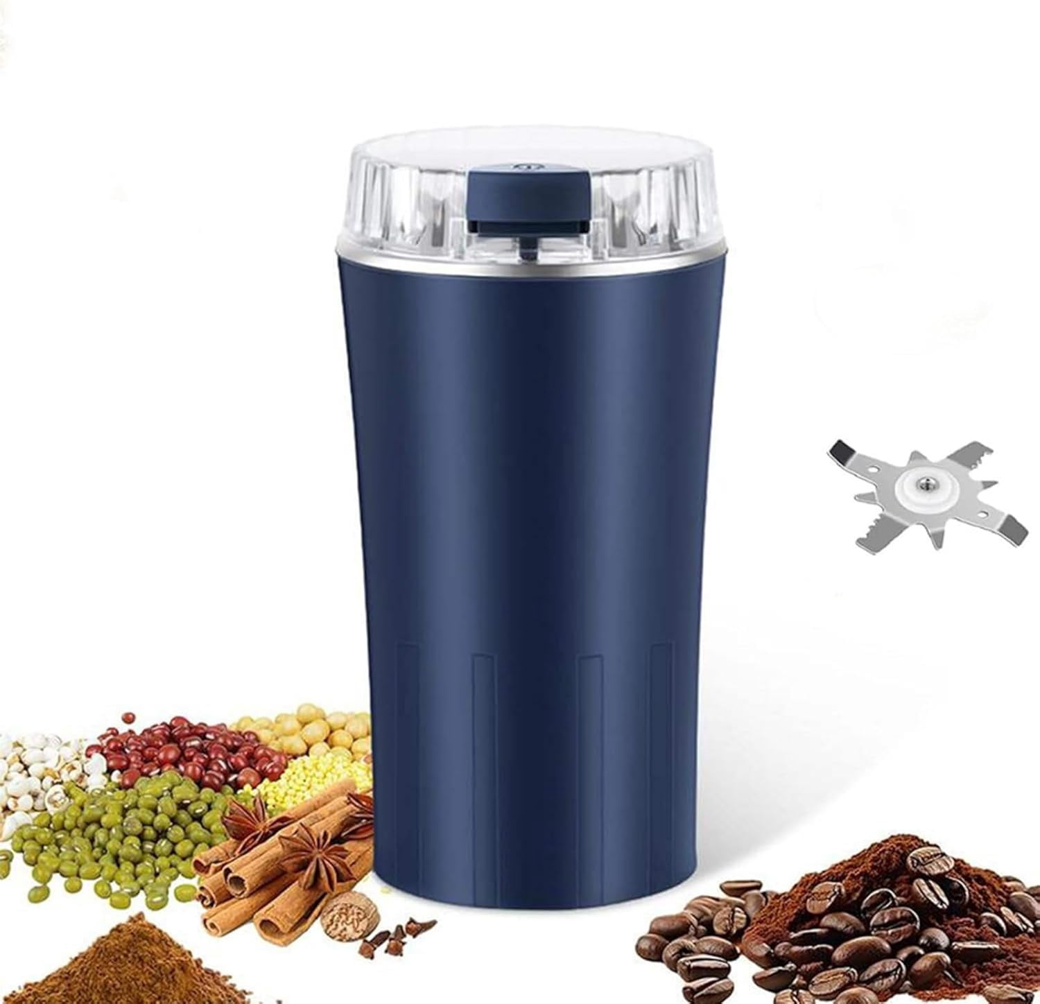 Household Superfine Grinder, Multi-grain Blending & Powdering Machine, Electric Spice Grinder, for Coffee Beans Spices Seasoning Pepper Herbs Nuts Seed Grain (1, blue)
