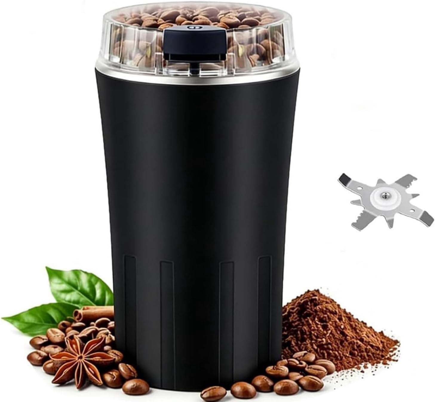 Household Superfine Grinder, Multi-grain Blending & Powdering Machine, Electric Spice Grinder, for Coffee Beans Spices Seasoning Pepper Herbs Nuts Seed Grain (1, black)