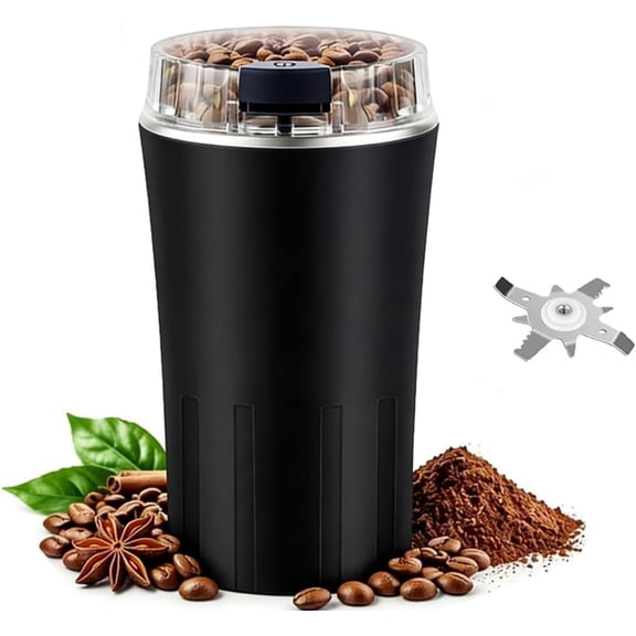 Household Superfine Grinder, Multi-grain Blending & Powdering Machine, Electric Spice Grinder, for Coffee Beans Spices Seasoning Pepper Herbs Nuts Seed Grain (1, black)