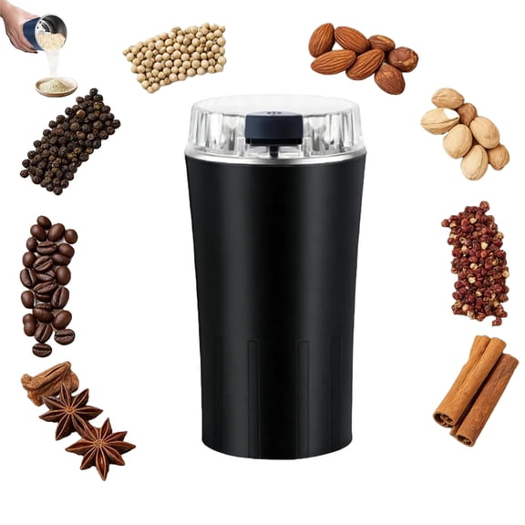 Household Superfine Grinder, Portable Multi-Grain Blending & Powdering Machine, Electric Coffee Bean & Spice Grinder with Stainless Steel Blades, for Grains, Herbs, and Espresso (Black)