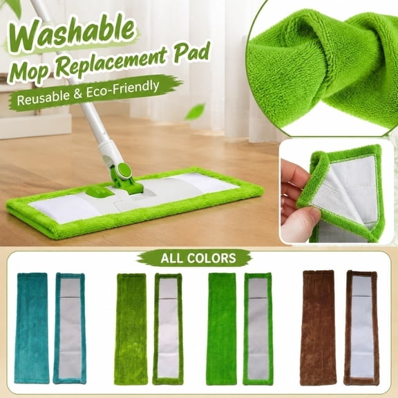 Household Supplies, 17X6 Inch Blue Coral Fleece Flat Mop Replacement Pad, Reusable Pads for Mops for Floor, Wet and Dry Use Vacmop Pads Refills, Deep Supplies Compatible with Most