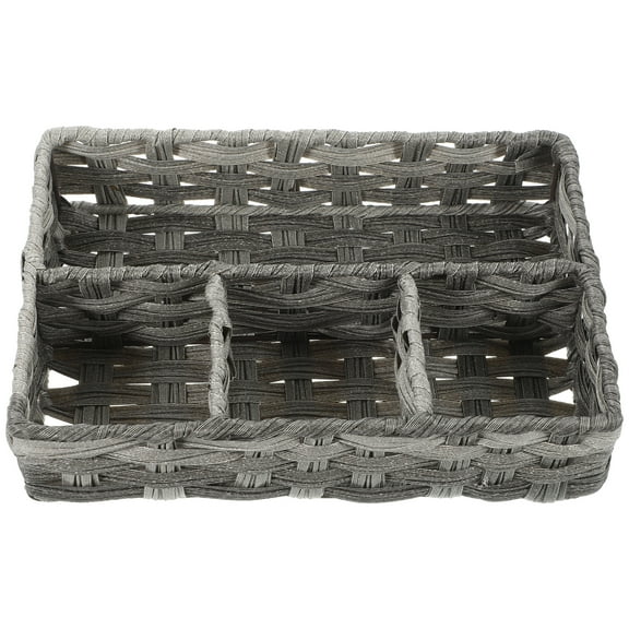Household Table Organizer Combination Case Rattan Office Desk Accessories Wicker Storage Baskets Container Seagrass Bins Plastic Box