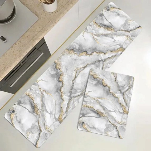 Household Tableware Printing Kitchen Floor Mat Long Area Long Bedside Area Mat Oil Waterproof Dirt Resistant Floor Mat