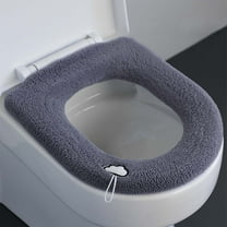 Household Toilet Seat Cover with Handle, Thickened Knitted Winter Toilet Ring, 90% Polyester & 10% Nylon for Warmth, Washable & Fits All Shapes, Easy to Install & Portable