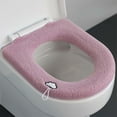 thumbnail image 1 of Household Toilet Seat Cover with Handle, Thickened Knitted Winter Toilet Ring, 90% Polyester & 10% Nylon for Warmth, Washable & Fits All Shapes, Easy to Install & Portable, 1 of 5