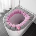 thumbnail image 1 of Household Toilet Seat Cover, Soft Warm Knitted Toilet Ring with Handle, Two-Tone Design, Easy to Install, Comfortable and Washable Winter Cover for Round and Elongated Seats, 1 of 6