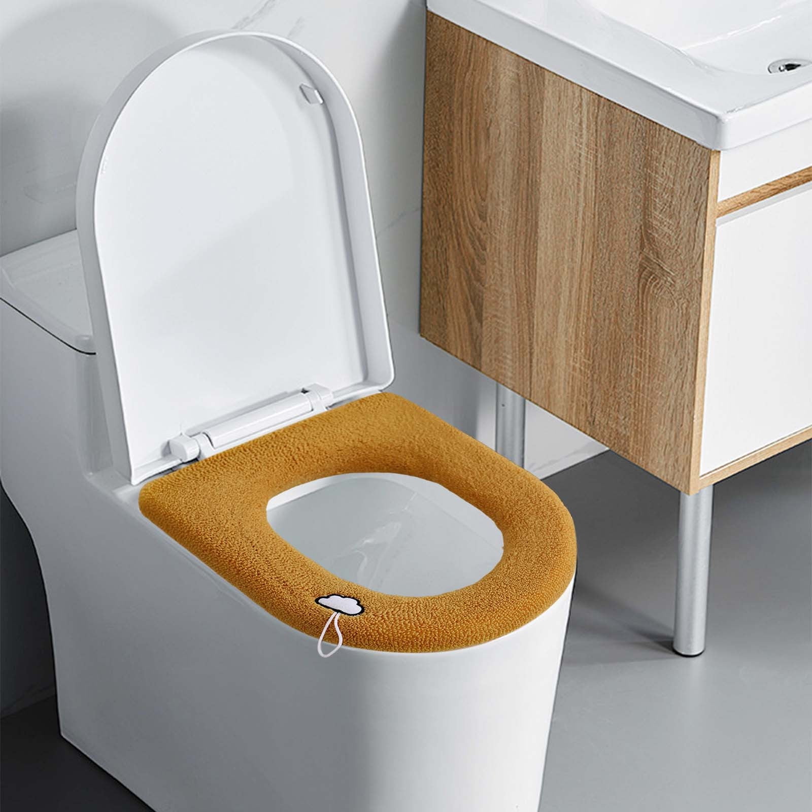 Toilite Ring Household Toilet Seat Thickened with Handle Winter Toilet Ring Washable ...