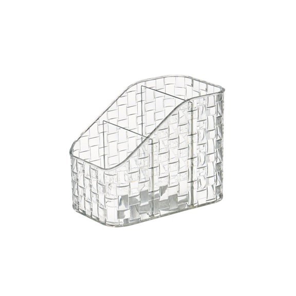 Household Transparent Acrylic Desktop Layered Storage Box Makeup Brush Holder Storage Box, Suitable for Ladies to Quickly Find Cosmetics.(White and Gray)