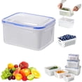 thumbnail image 1 of Household Transparent Plastic Food Storage Box-Including Drain Basket, Leak Proof & Freshness Fridge Organizers and Storage with Removable Colander (Blue, 8.94 * 6.5 * 4.53in), 1 of 8