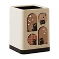 thumbnail image 1 of Household Trash Can with Lid – Double Barrel Decorative Trash Bin with Wheels, Cartoon Pattern, Anti-Slip Base – Large Capacity Garbage Basket for Bedroom, Living Room, Kitchen (White), 1 of 5