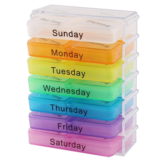 Household Travel Detachable Medication Reminder Daily Am PM Weekly Organizer Box Case
