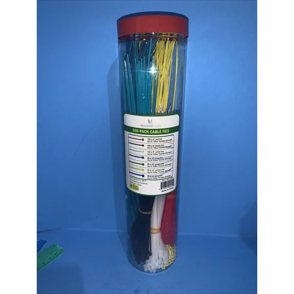 Household Trends 500 Pack Cable Ties Zip Ties Assorted 100 - 4" 6" 8" 10" 12"