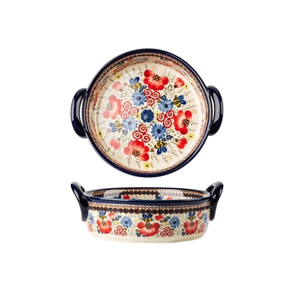 Household Underglaze Tableware Ceramic High Temperature Baking Dish Large Capacity Handle Bowl Deep Dish