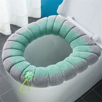 Household Universal Toilet Seat, Thickened Toilet Ring, Winter Toilet Cushion, Washable Knitted Toilet Seat Pad with Handle, Comfortable Plush Toilet Cover, All Seasons Bathroom Toilet Set