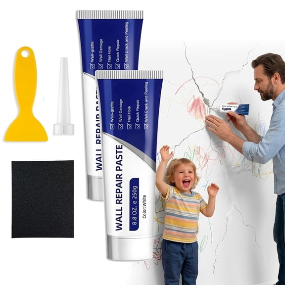 Household Waterproof Wall Repair Paste – Drywall Patch Kit with Built‑in Scraper, Quick Finish for Holes & Cracks, No Mess, No Repaint Needed