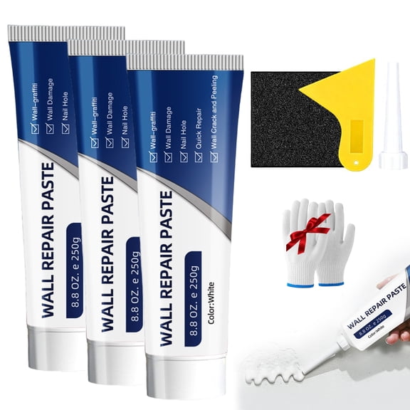 Household Waterproof Wall Repair Paste,Drywall Repair Kit,Quick Drying Wall Mending Agent for Holes & Cracks,Heavy Duty Hole Fix Paste for DIY Home Tile Shower Floor Bathroom (3PC)