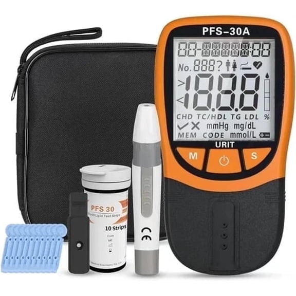 Household Blood Lipid Analyzer, Cholesterol Triglyceride Five Item Tester(Contains 30 Test Strips)