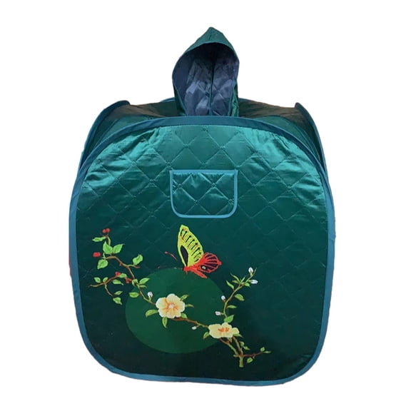 Household folding Khan Steam Box sauna box box sauna box Khan steam bag sauna Khan steam bucket-Green butterfly print
