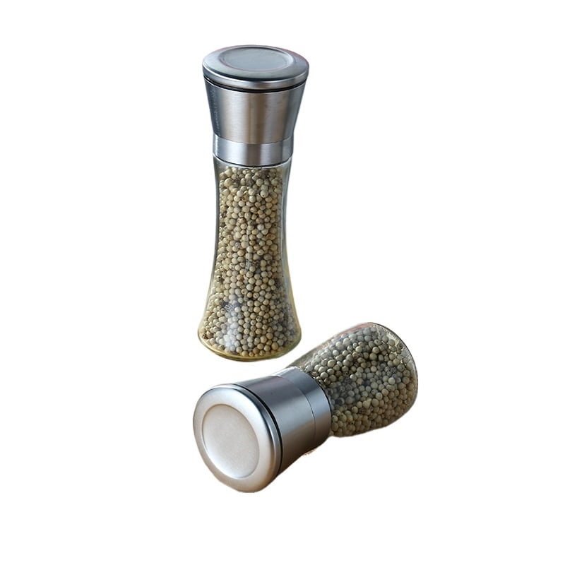 Household manual black pepper grinder stainless steel pepper grinder glass bottle spice storage