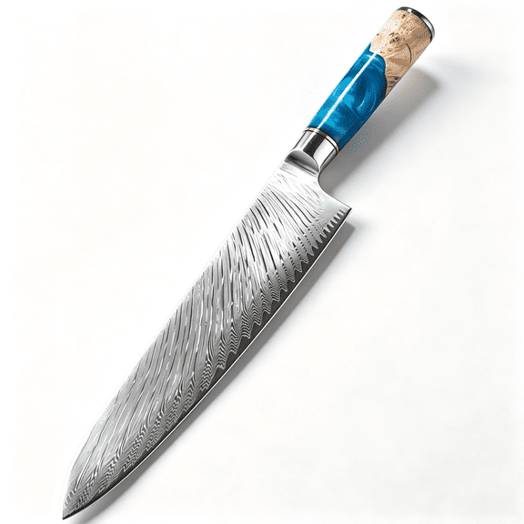 Household resin colored wood handle, durable and sharp Damascus patterned chef knife, kitchen knife Chef Knives