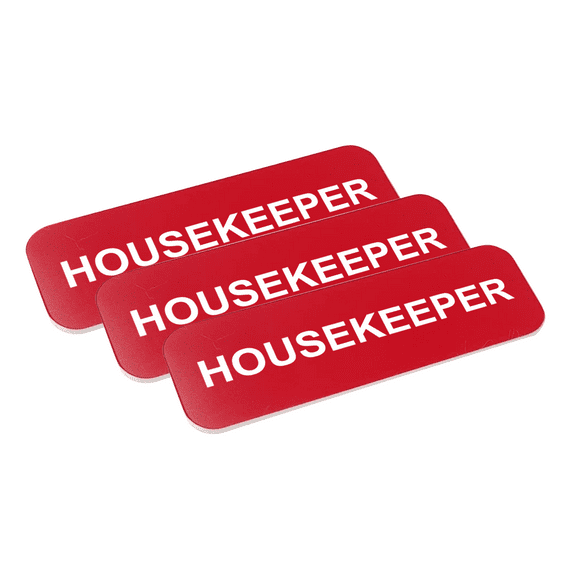 Housekeeper 1 x 3" Name Tag/Badge, Red, (3 Pack)