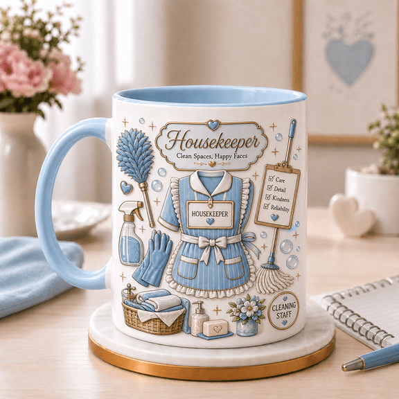 Housekeeper Gift Ceramic Coffee Mugs, Cleaning Staff for Coworker Appreciation Thank You 11 oz 15 oz
