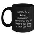 thumbnail image 1 of Housekeeper Humor Funny Gift for Housekeeper Graduation, Retro Black Coffee Mug from Friends, 11oz/15oz, Microwave & Dishwasher Safe, 1 of 4