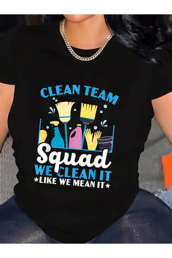 Housekeeping Housekeeper Cleaner Job Cleaning Crew T-Shirt Graphic Tee summer Tops For Women Round Neck Fashion Cotton shirts