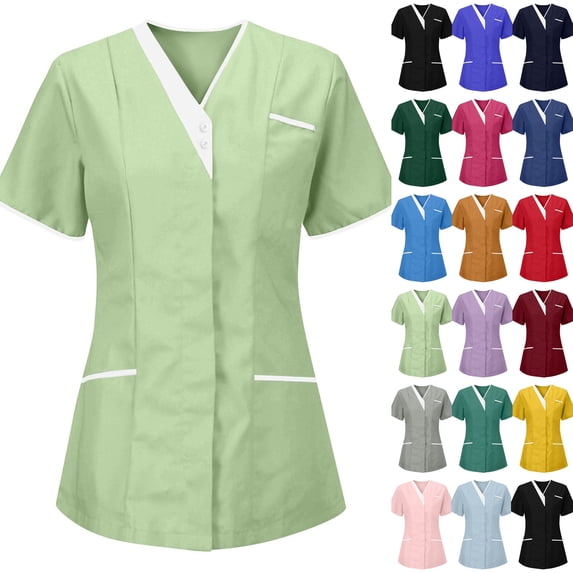 Housekeeping Uniforms - Scrub Tops for Women - Women's Lightweight Stretchy Scrubs for Cleaning Jobs Uniform,Green M