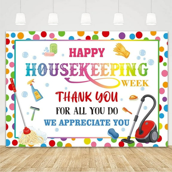 Housekeeping Week Backdrop Thank You for All You Do We Appreciate You Background Hotel Hospital Office Celebrations Custodial Staff Recognition Event Party Decorations Banner Photo Booth Props
