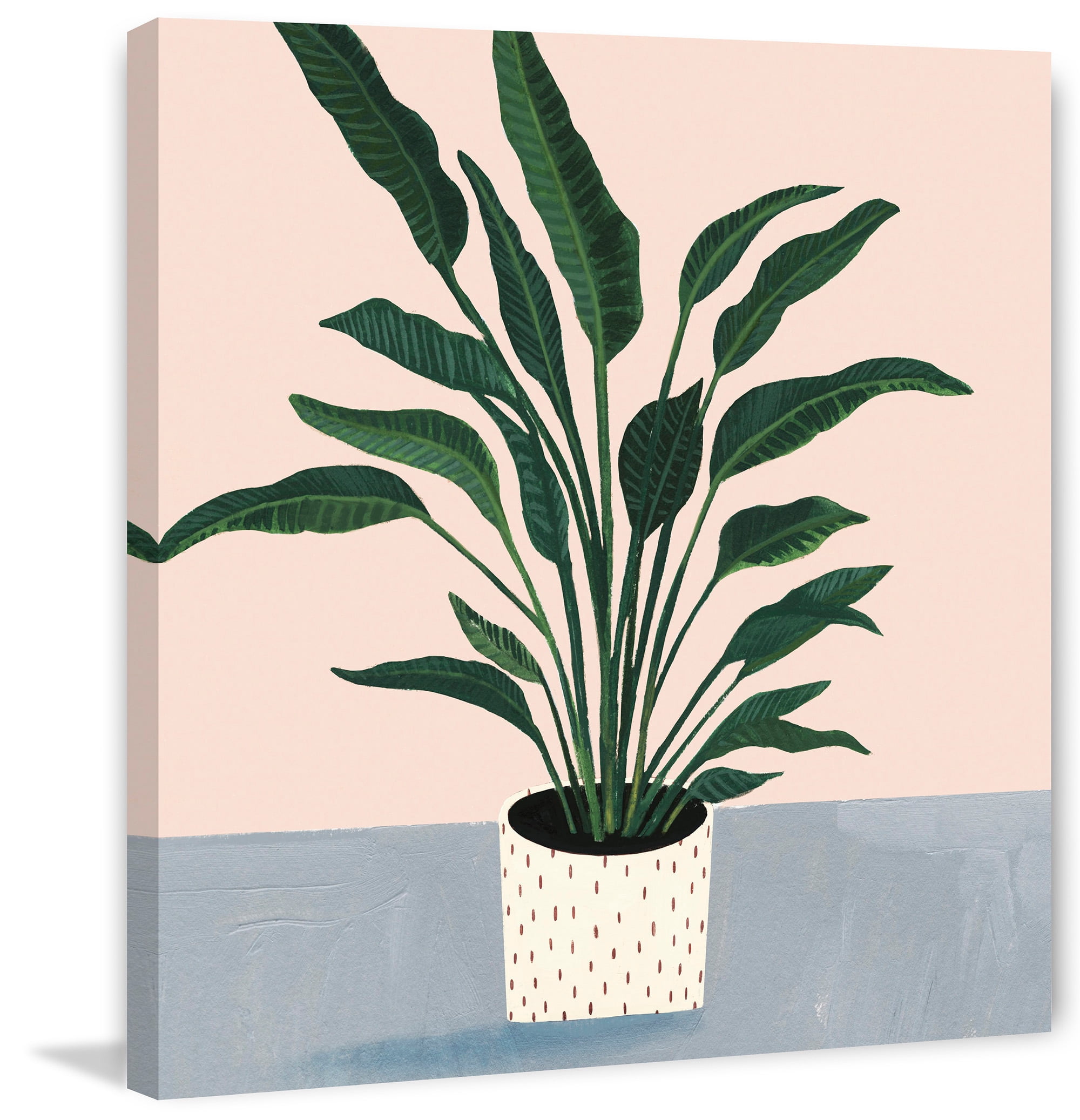 Green Houseplant Painting Print on Canvas, 24" x 24"