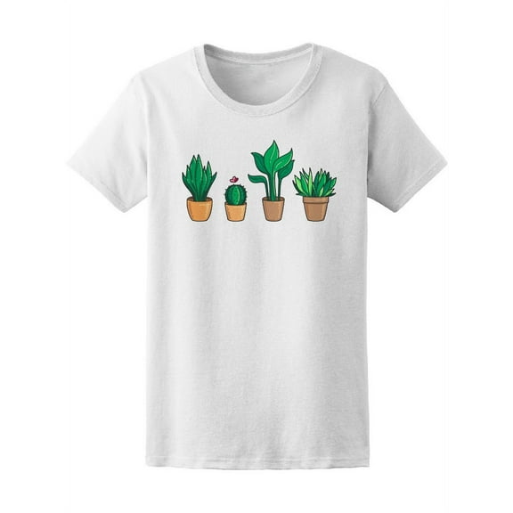 Houseplants Set Cartoon T-Shirt Women -Image by Shutterstock, Female XX-Large