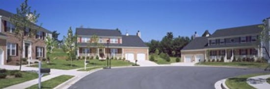 Houses Along A Road Seaberry Baltimore Maryland USA Canvas Art - Panoramic Images (36 x 12)