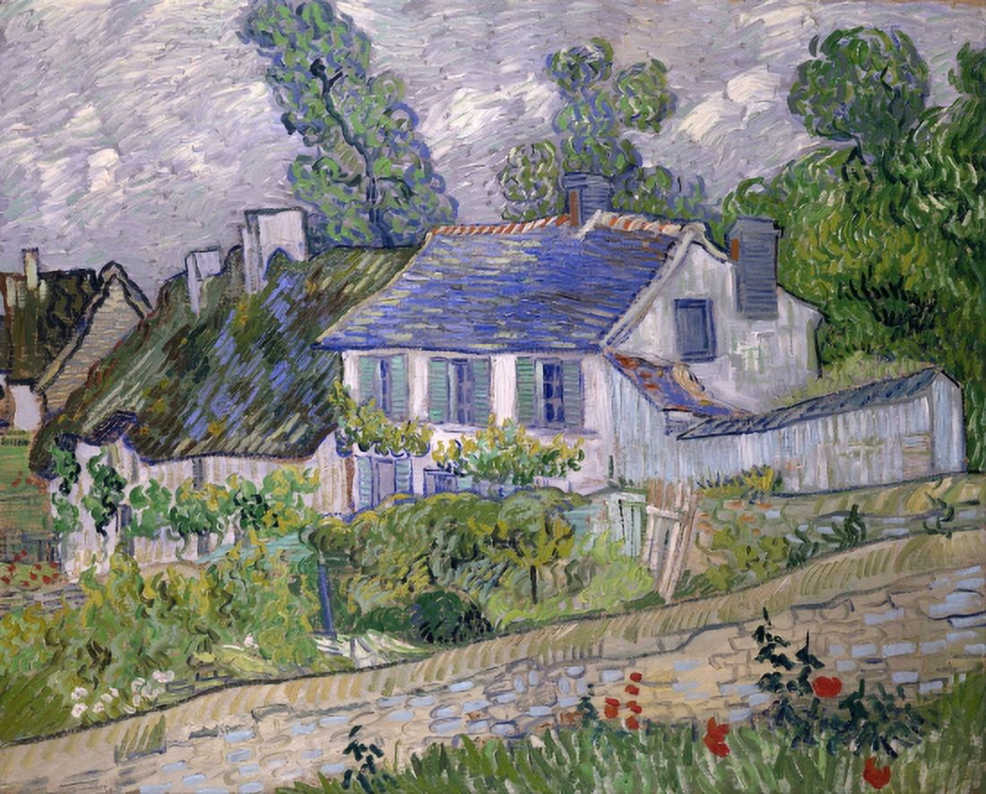 Houses At Auvers Canvas Art - Vincent Van Gogh (36 x 54)