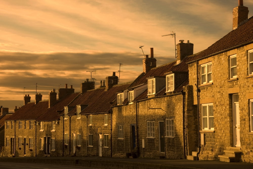 Houses At Dusk Thaornton Le Dale Yorkshire England Canvas Art - John Short Design Pics (17 x 11)