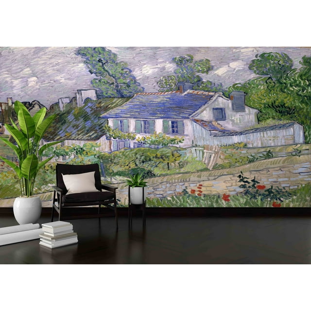Houses at Auvers, Wallpaper Wall Art, Vincent Van Gogh Wallpaper