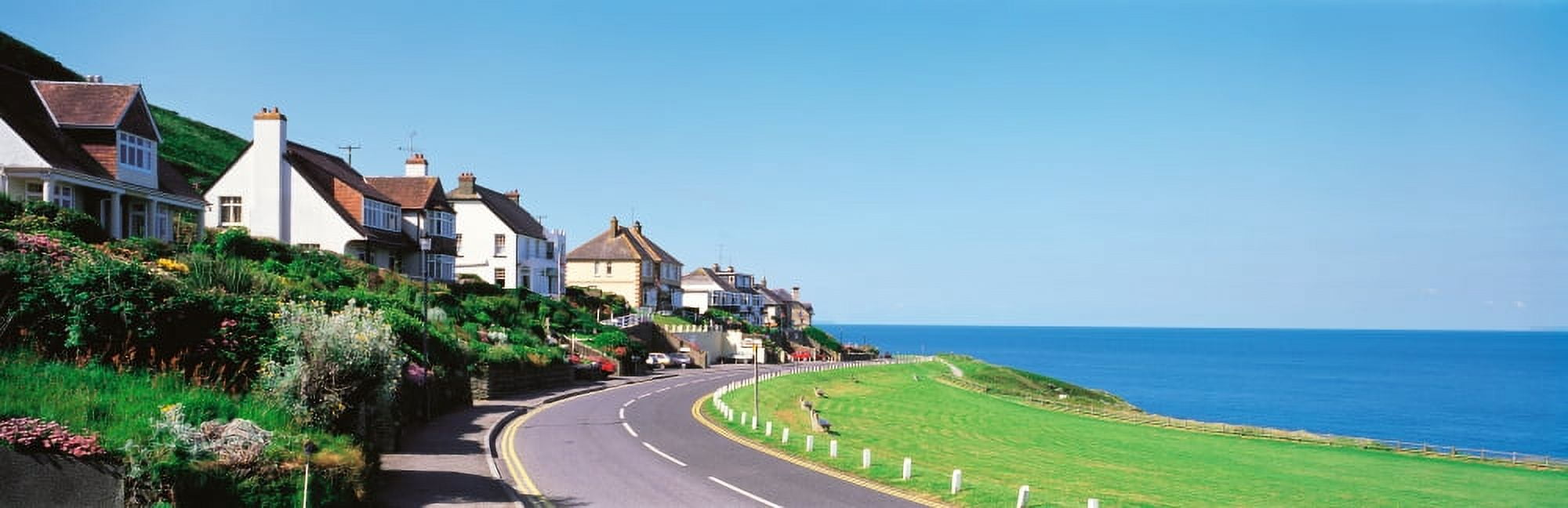 Houses Exmoor Rockham Bay England Canvas Art - Panoramic Images (36 x 12)