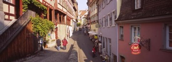 Houses On Both Sides Of An Alley Lake Constance Meersburg Baden-Wurttemberg Germany Canvas Art - Panoramic Images (36 x 13)