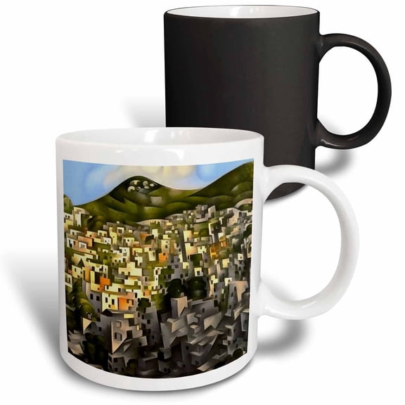 3drose, Houses on the Hillside - Abstract Art Fethiye, 11oz Magic Transforming Mug