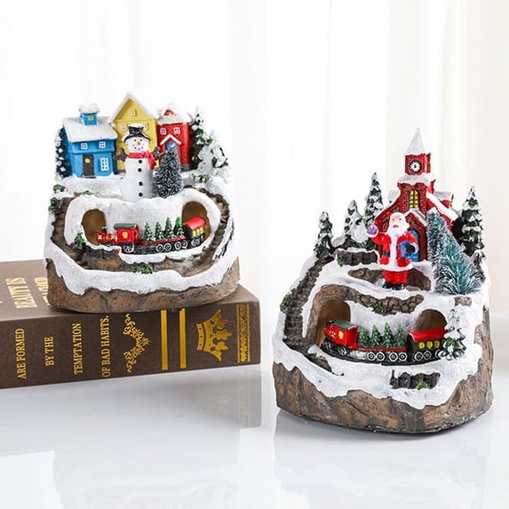 Houses Sets Rotating Display Figurines LED Musical Christmas Holiday Decoration