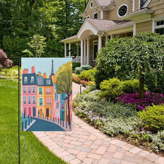 Houses Street Garden Flag Double Sided 12 x 18 Inch Outside Yard Decoration Outdoor Flag