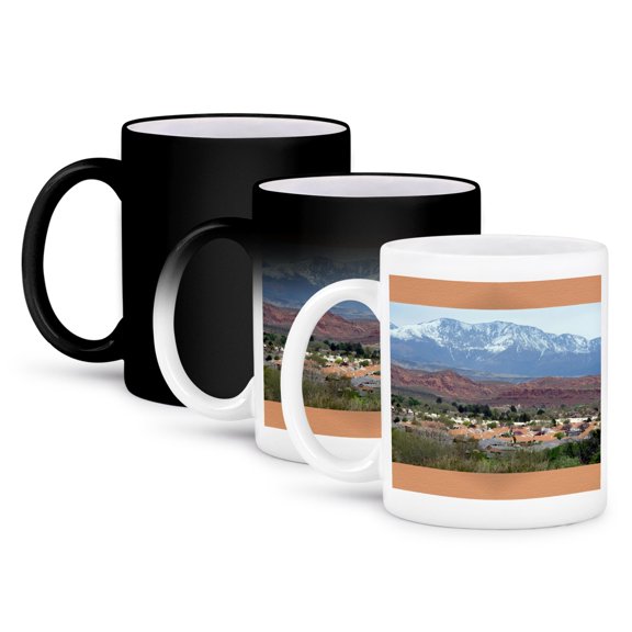 3drose, Houses Taken from a Good View Point with Red Hill and Pv Mountain, 11oz Magic Transforming Mug