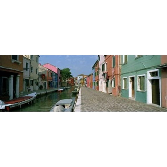Houses along a canal, Burano, Venice, Veneto, Italy Poster Print (18 x 7)